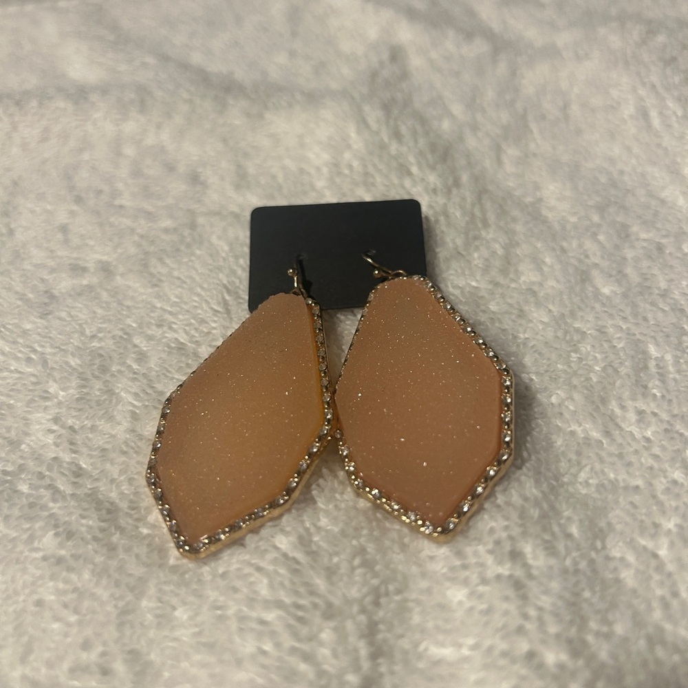 Elegant Gold and Peach Earrings